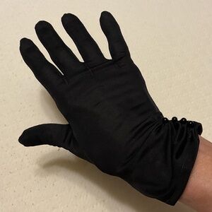 Vintage 1960s Black formal nylon evening gloves, Small